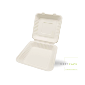 Envase bagasse 20.5x20.5cm 750ml bajo